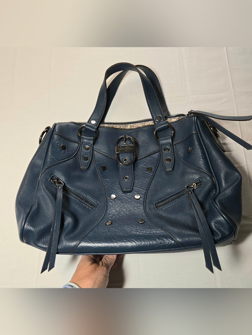 Jessica Simpson Blue Studded Satchel Purse